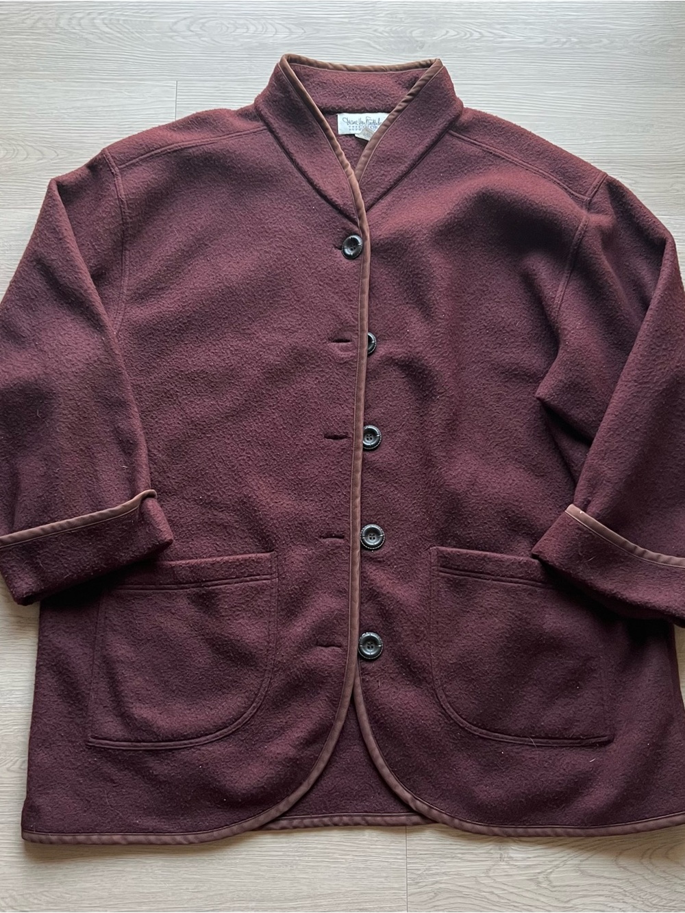Diane Von Furstenberg Plush Bordeaux Button-Front Jacket
